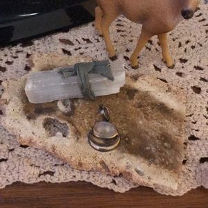 Goddess! Moonstone & crescent pendant